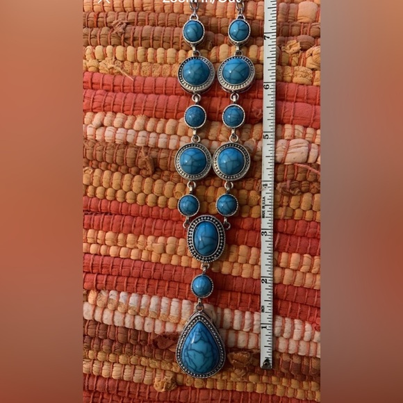 Faux Turquoise Pendant Earring & Ring Set - Picture 8 of 11